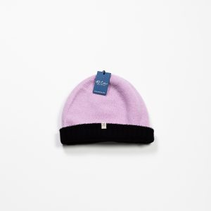 Cashmere & Wool Blend Reversible Beanie :: Black & Pink Image 2