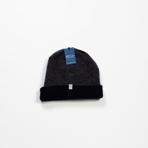 Cashmere & Wool Blend Reversible Beanie :: Charcoal & Navy Image 1